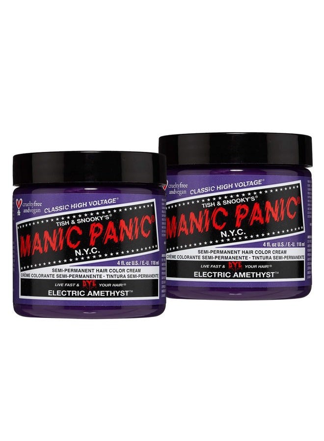 Manic Panic Classic Electric Amethyst Semi Permanent Hair Color - Bright Purple Hair Dye for Women & Men That Lasts 4-6 Weeks - Vegan, Ammonia & Cruelty-Free - Create & Mix Custom Shades (4oz / 2pk) - Image 1